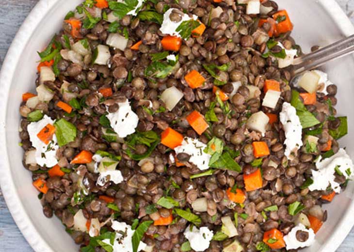 سالاد عدس + سس بادام